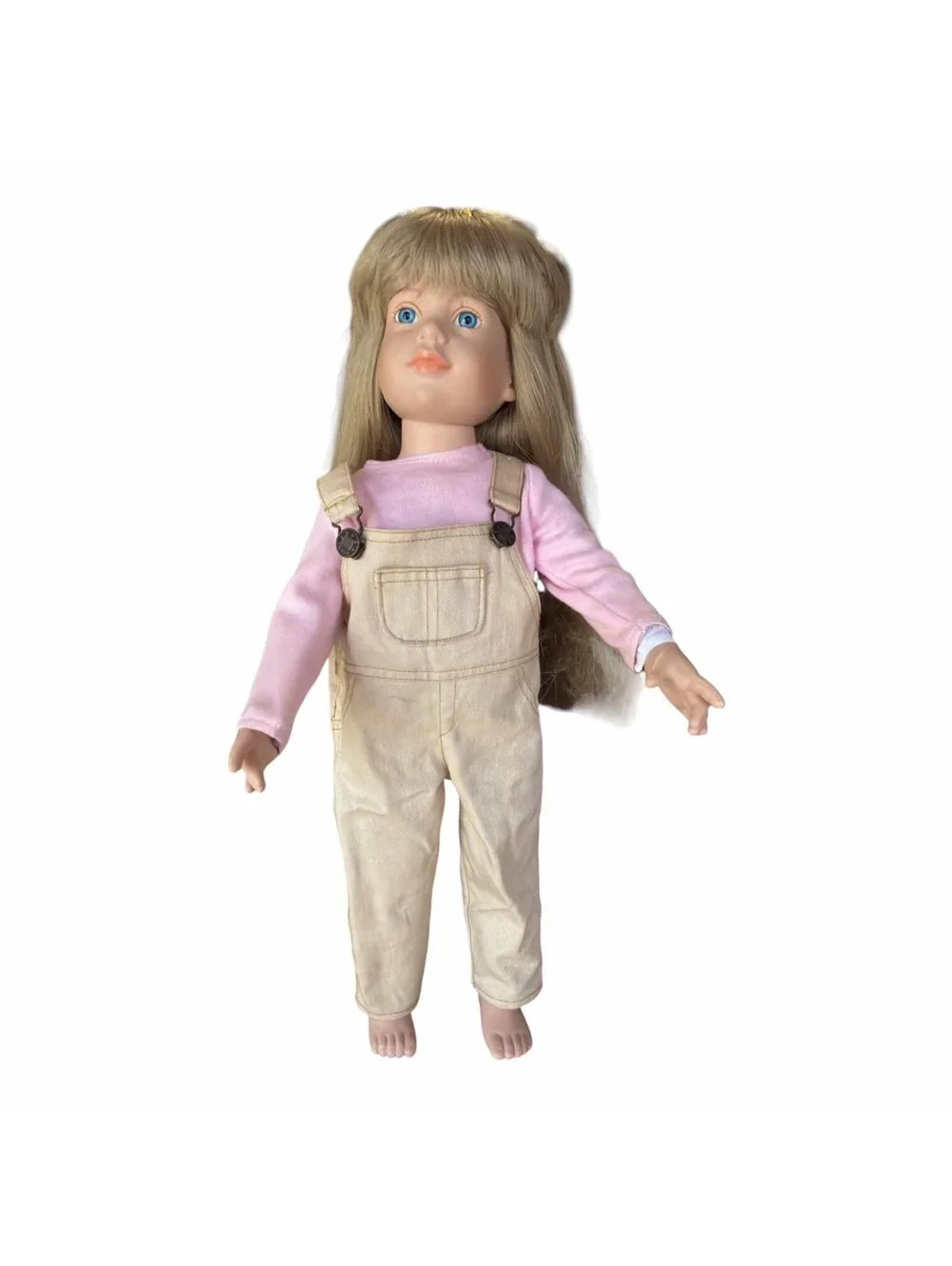 17” play doll with overalls
